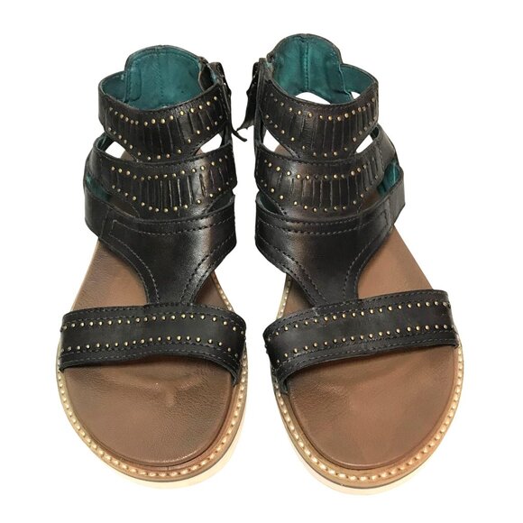 Roan By Bed/Stü Carlita Black Leather Ankle Strap Sandals Womens 6/36 - Picture 2 of 9